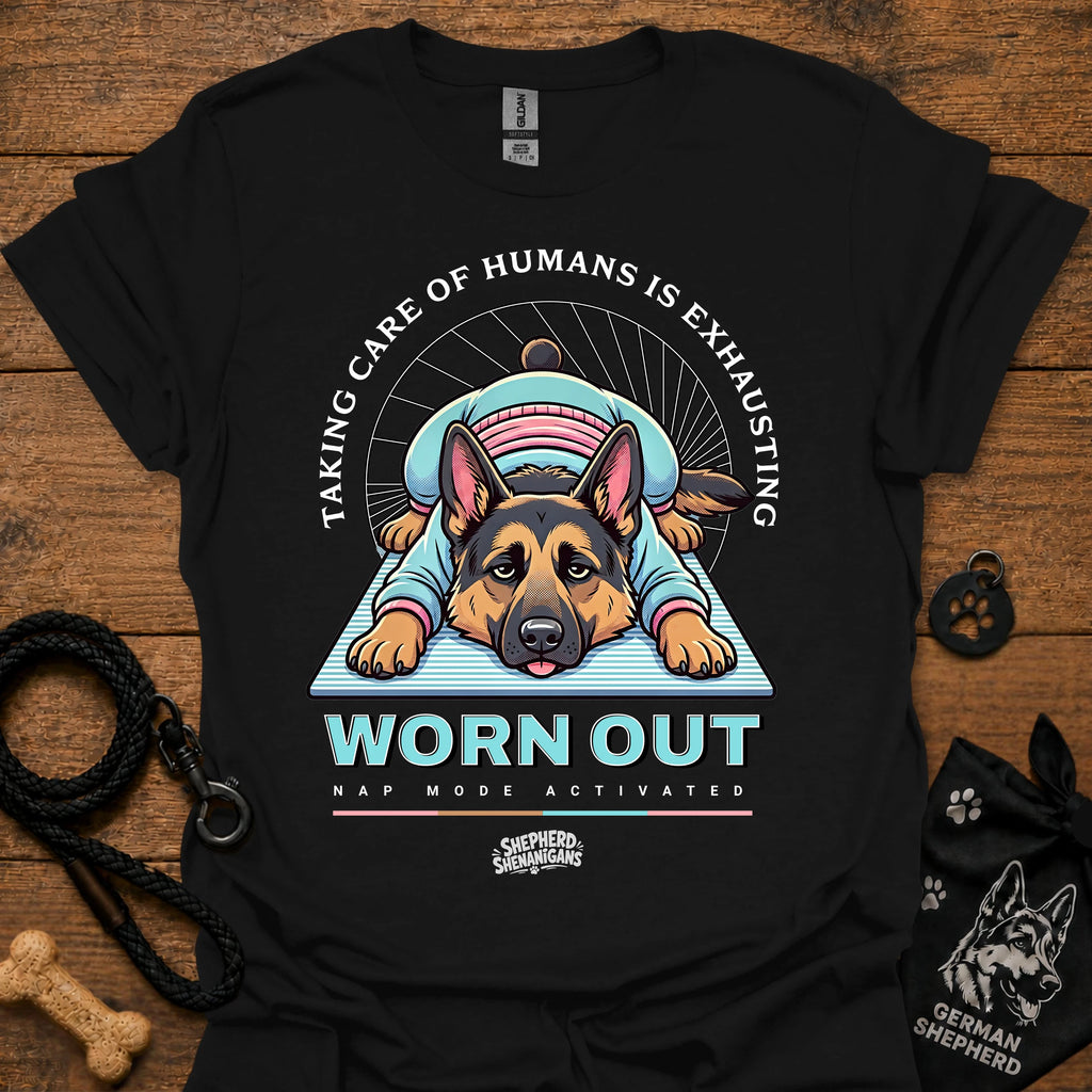 WORN OUT graphic dog T-shirt, black color