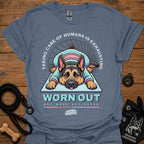 WORN OUT graphic dog T-shirt, sport gray/blue-gray color