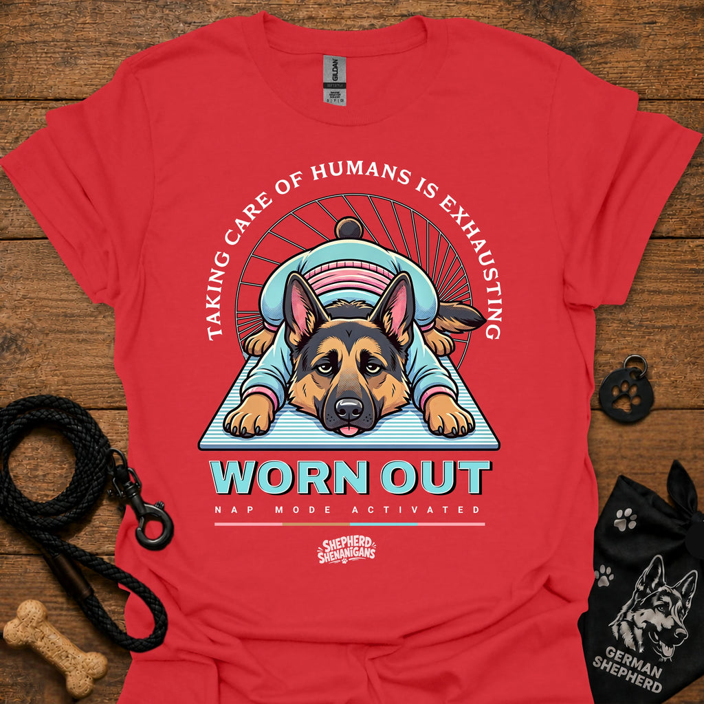 WORN OUT graphic dog T-shirt, red color